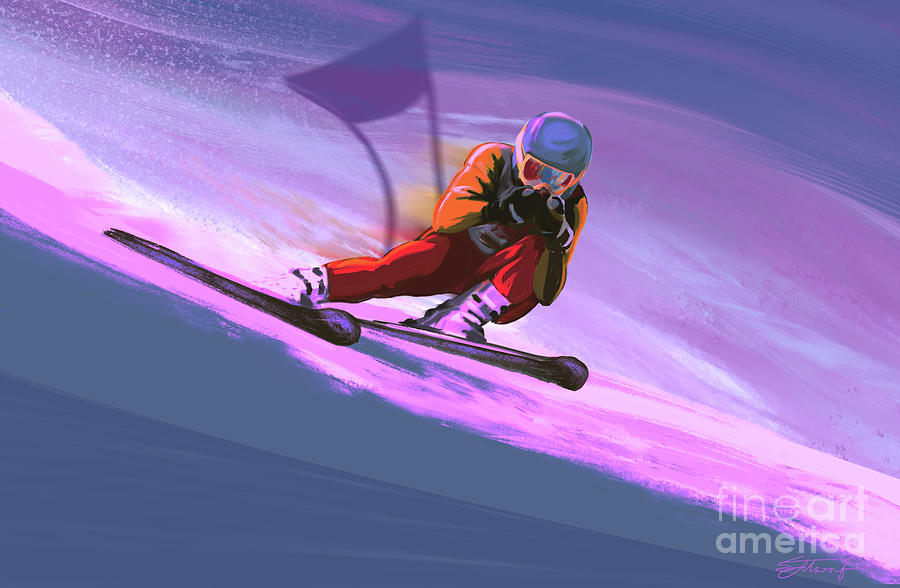 Downhill Ski racer Painting by Sassan Filsoof