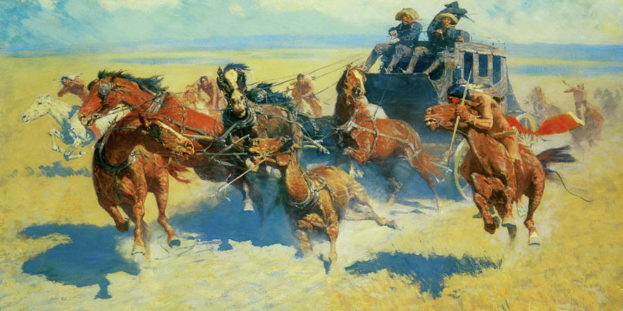 Frederic Remington Painting - Downing the Nigh Leader by Frederic Remington