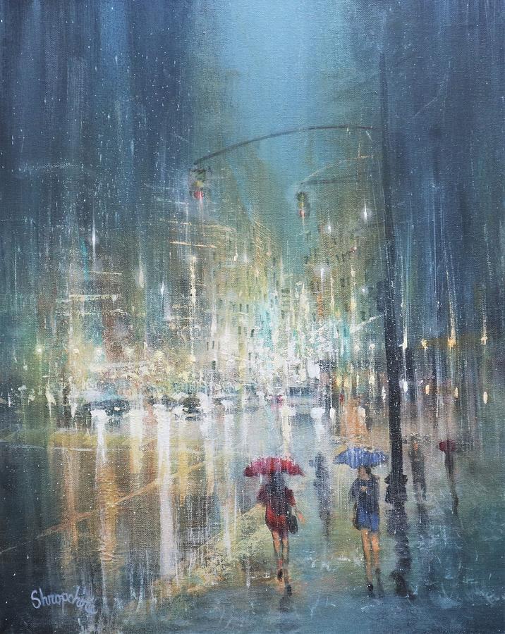 Downpour Manhattan Painting by Tom Shropshire