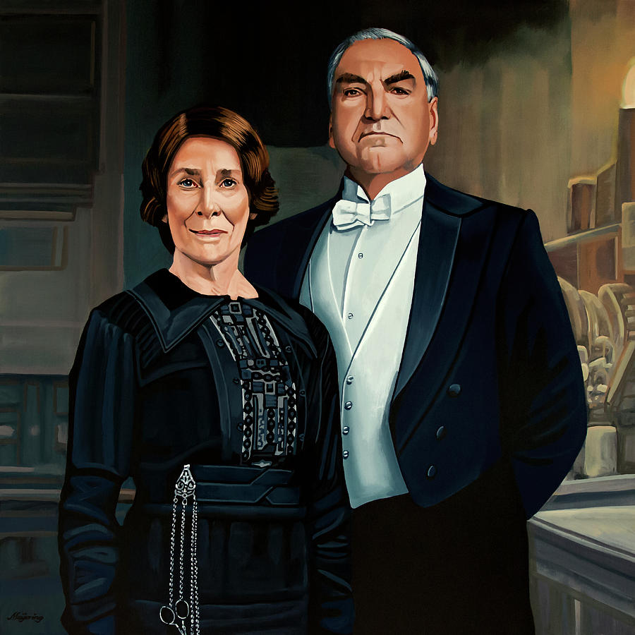 Downton Abbey Painting 3 Mr Carson and Ms Hughes Painting by Paul Meijering