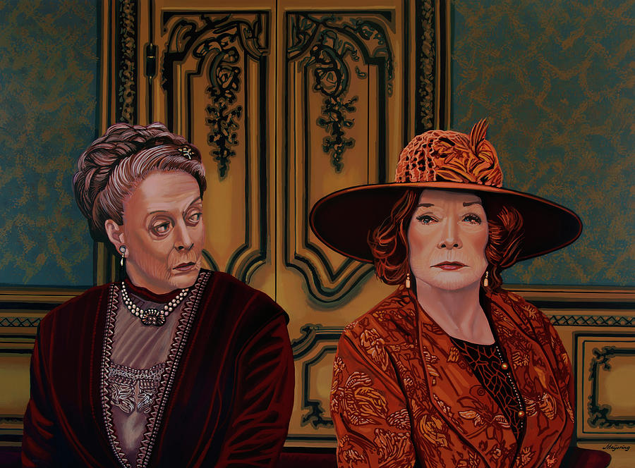 Downton Abbey Painting 5 Maggie Smith and Shirley MacLaine Painting by Paul Meijering