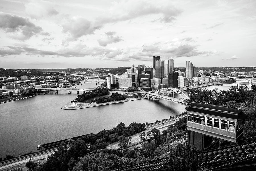Downtown Pittsburgh Black and White Photograph by Steve Templeton