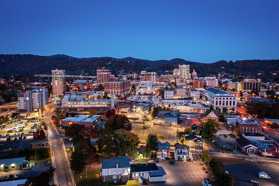 Downtown Asheville at twilight Photograph by Alexey Stiop