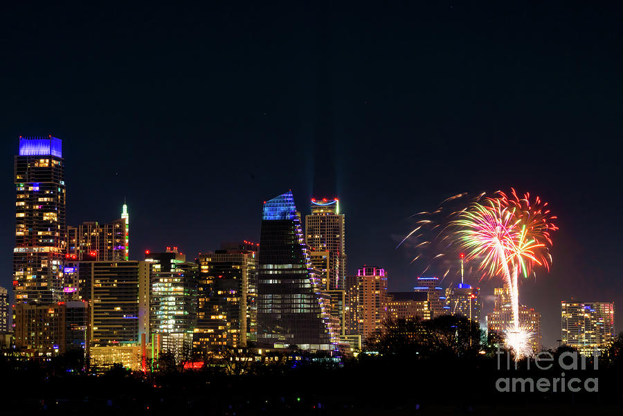 Downtown Austin Fireworks 2 Photograph by Bee Creek Photography Tod