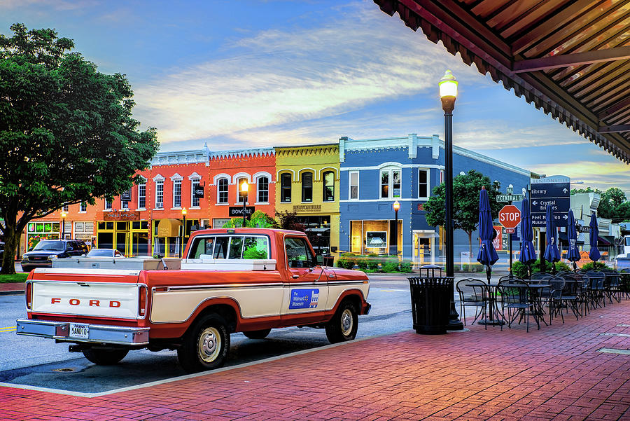 Downtown Bentonville Arkansas And Historic Old Truck Photograph by Gregory Ballos