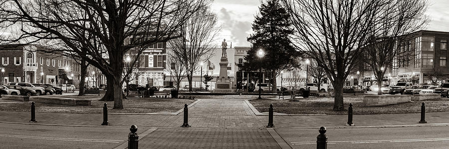 Downtown Bentonville Arkansas Town Square Sepia Panoramic Photograph by Gregory Ballos
