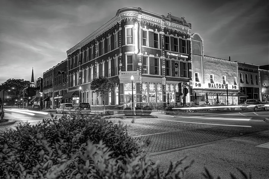 Downtown Bentonville In Black and White Photograph by Gregory Ballos