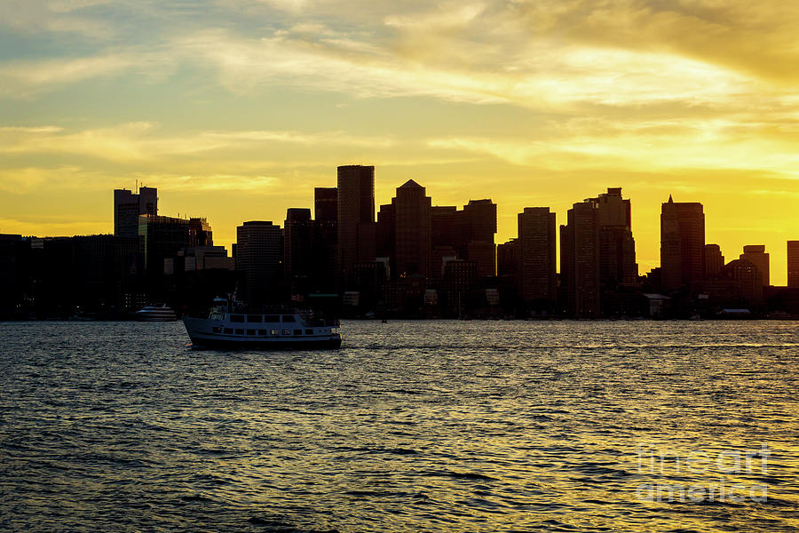 Downtown Boston City Skyline at Sunset Photograph by Paul Velgos