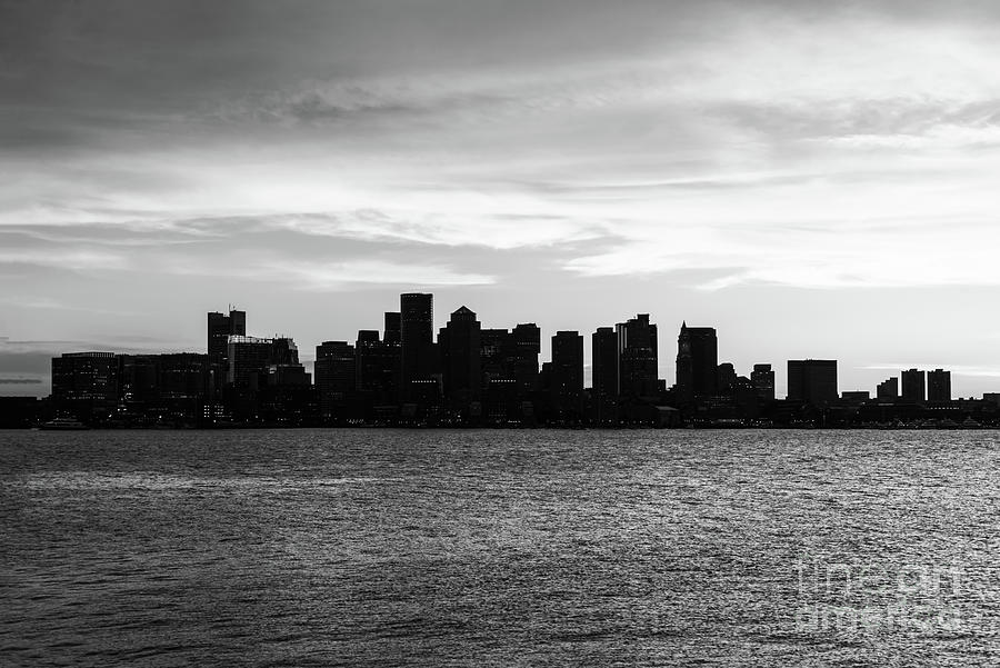 Downtown Boston City Skyline Black and White Photograph by Paul Velgos