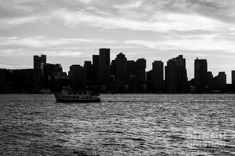 Downtown Boston City Skyline Black and White Picture Photograph by Paul Velgos