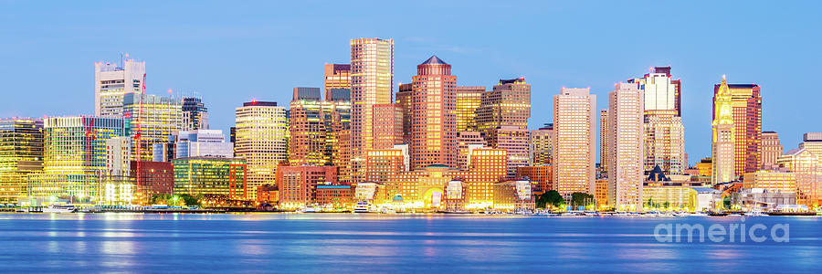 Downtown Boston Morning Skyline Panoramic Photograph by Paul Velgos