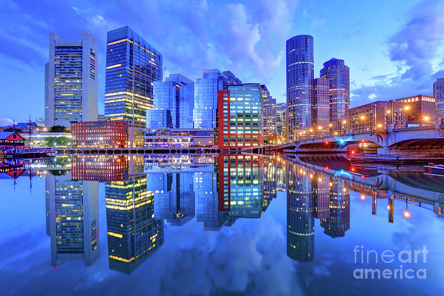 Downtown Boston Reflecting On Fort Point Channel Photograph By Denis 