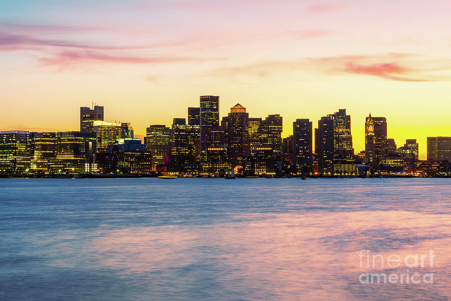 Downtown Boston Skyline at Sunset Photograph by Paul Velgos
