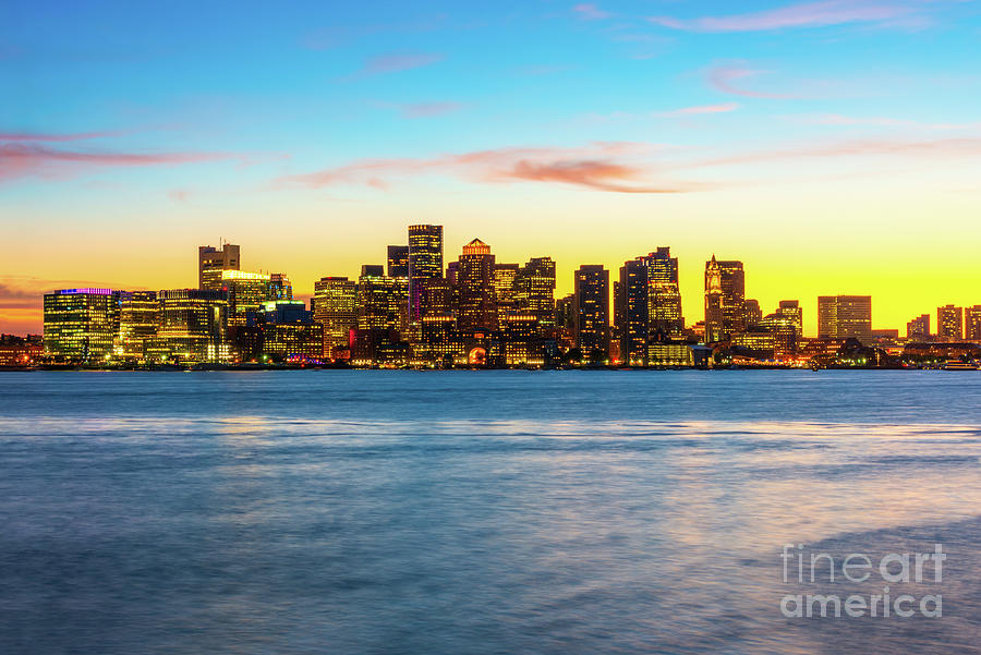 Downtown Boston Skyline Cityscape at Sunset Photograph by Paul Velgos