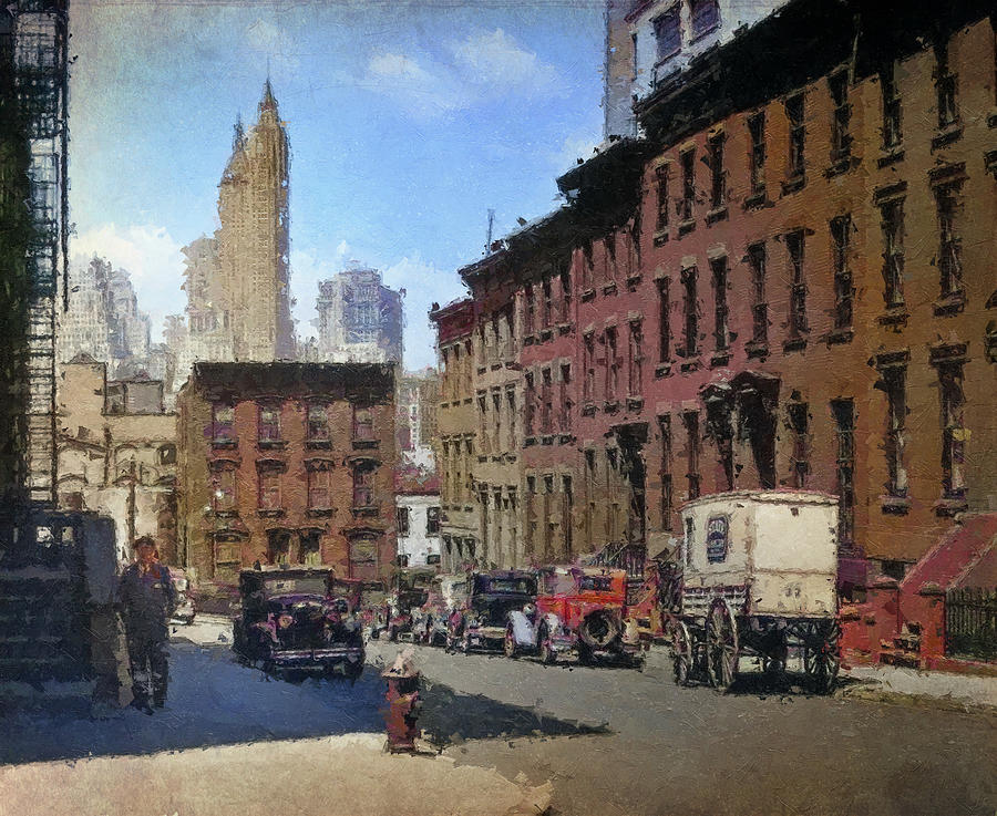 Downtown Brooklyn 1930s Painting Painting by Dan Sproul