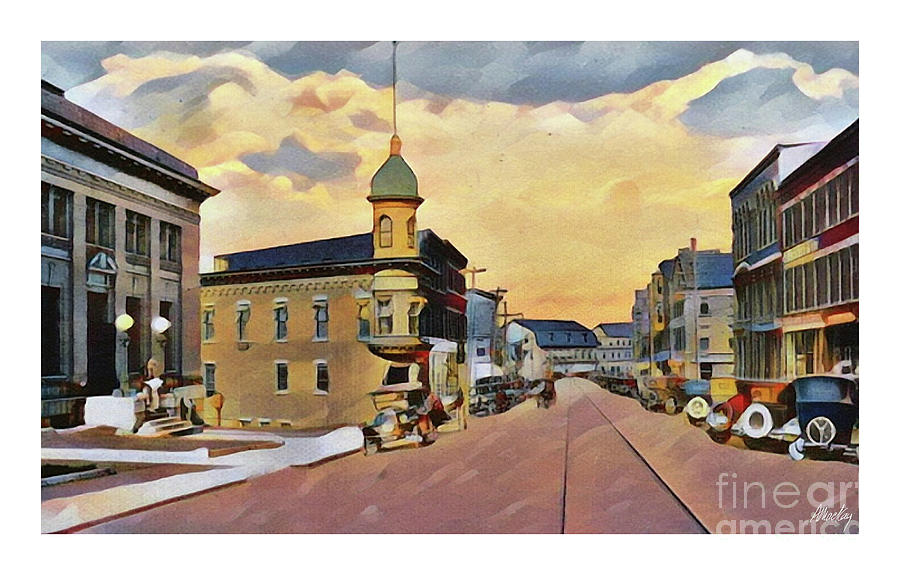 Downtown Calais, Maine 1920 Mixed Media by Art MacKay