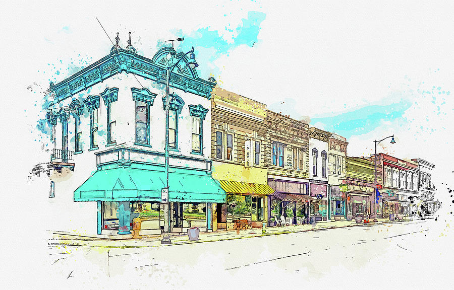 .Downtown Carthage - Main Street Painting by Celestial Images - Fine ...