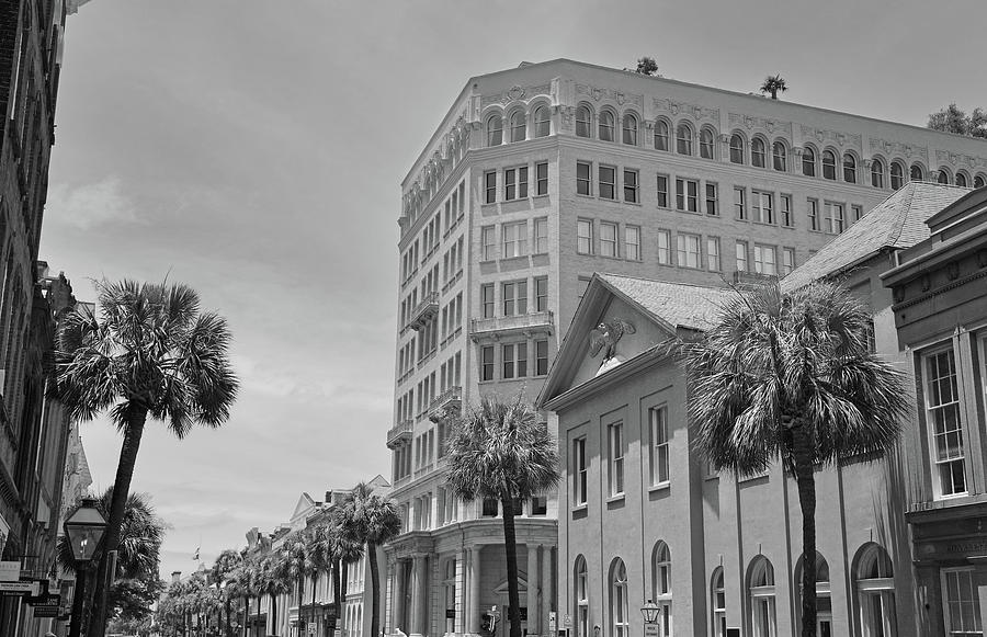 Downtown Charleston South Carolina Black And White Photograph by Dan Sproul
