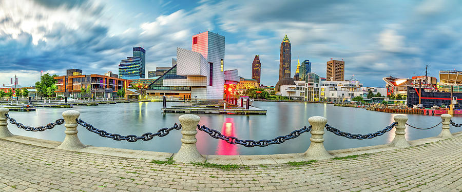 Cleveland Skyline Photograph - Downtown Cleveland Ohio Panorama From North Coast Harbor by Gregory Ballos
