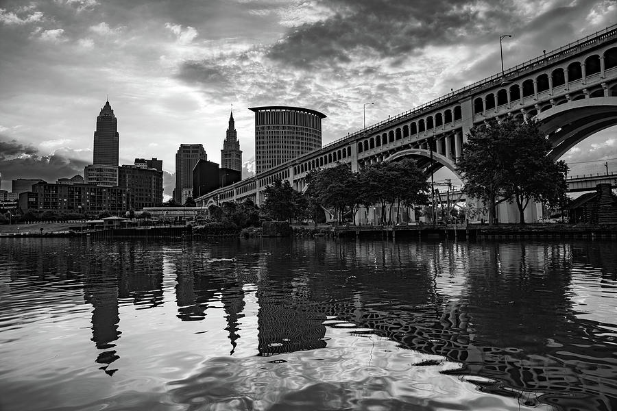 Downtown Cleveland Skyline - Grayscale Edition Photograph by Gregory Ballos