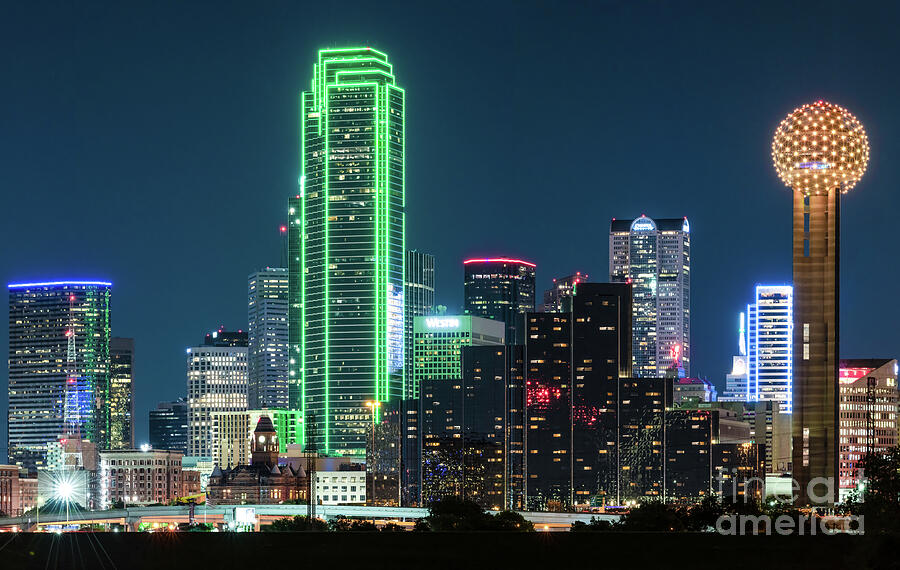 Downtown Dallas Night Photograph by Bee Creek Photography Tod and