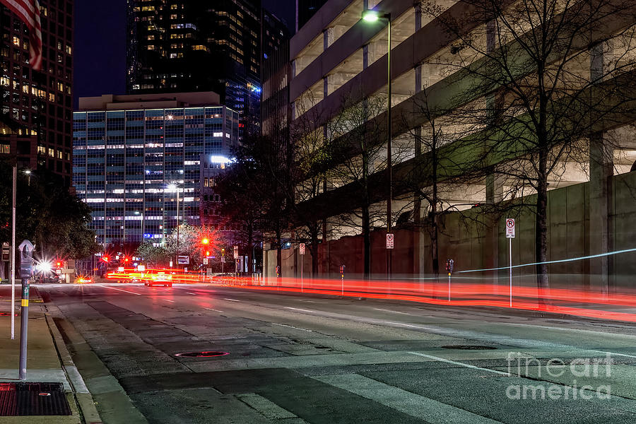 Downtown Dallas Night Driving Photograph by Jennifer White
