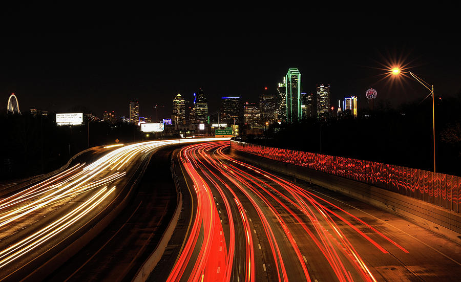 Downtown Dallas Traffic Skyline Photograph by Dan Sproul
