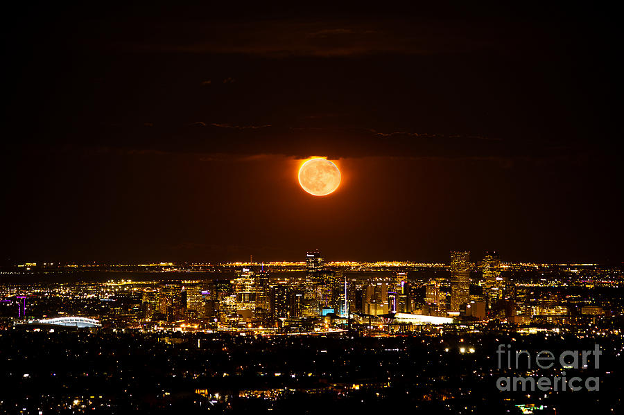 Downtown Denver CO Moonrise Photograph by JD Smith