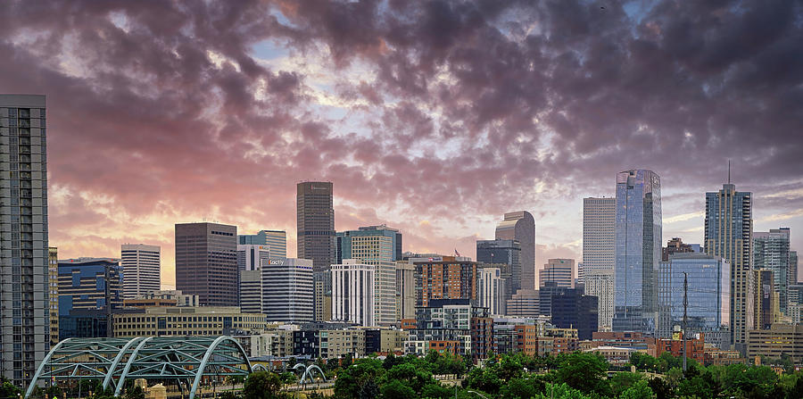 Downtown Denver Sunrise Panorama Photograph