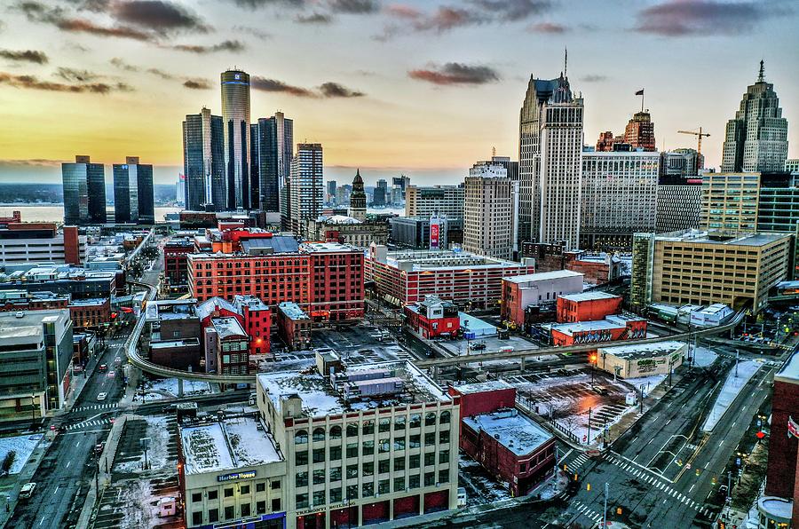 Downtown Detroit Buildings DJI_0732 Photograph by Michael Thomas