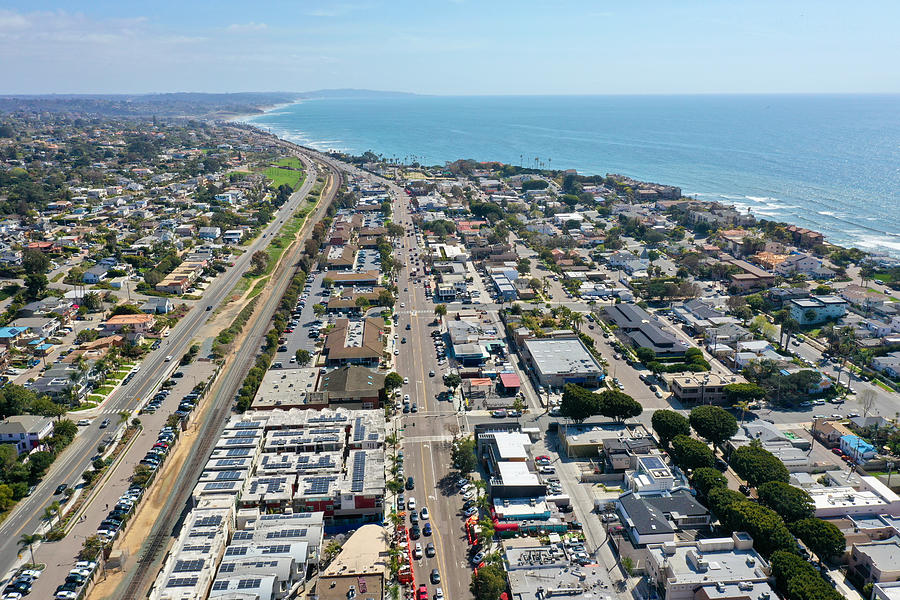 Downtown Encinitas arial view looking south Photograph by Kyle Thomas ...