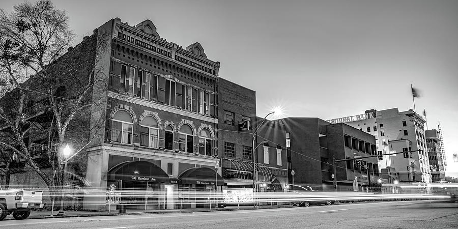 Downtown Fort Smith Arkansas Skyline Dusk Panorama In Black And White Photograph by Gregory Ballos