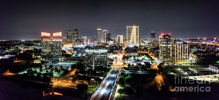 Downtown Fort Worth Night Pano Photograph by Bee Creek Photography - Tod and Cynthia
