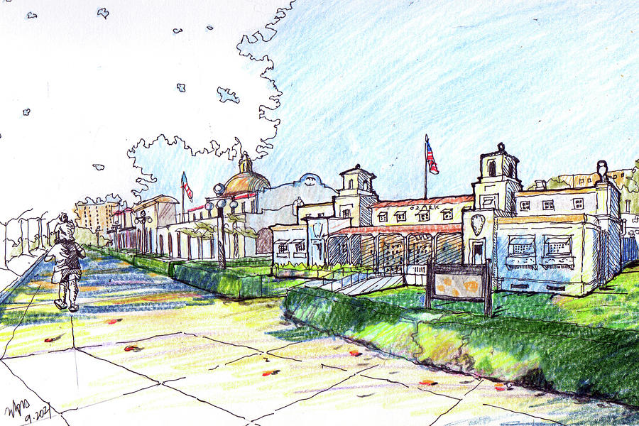 Downtown Hot Springs, Arkansas Drawing by Yang Luo-Branch