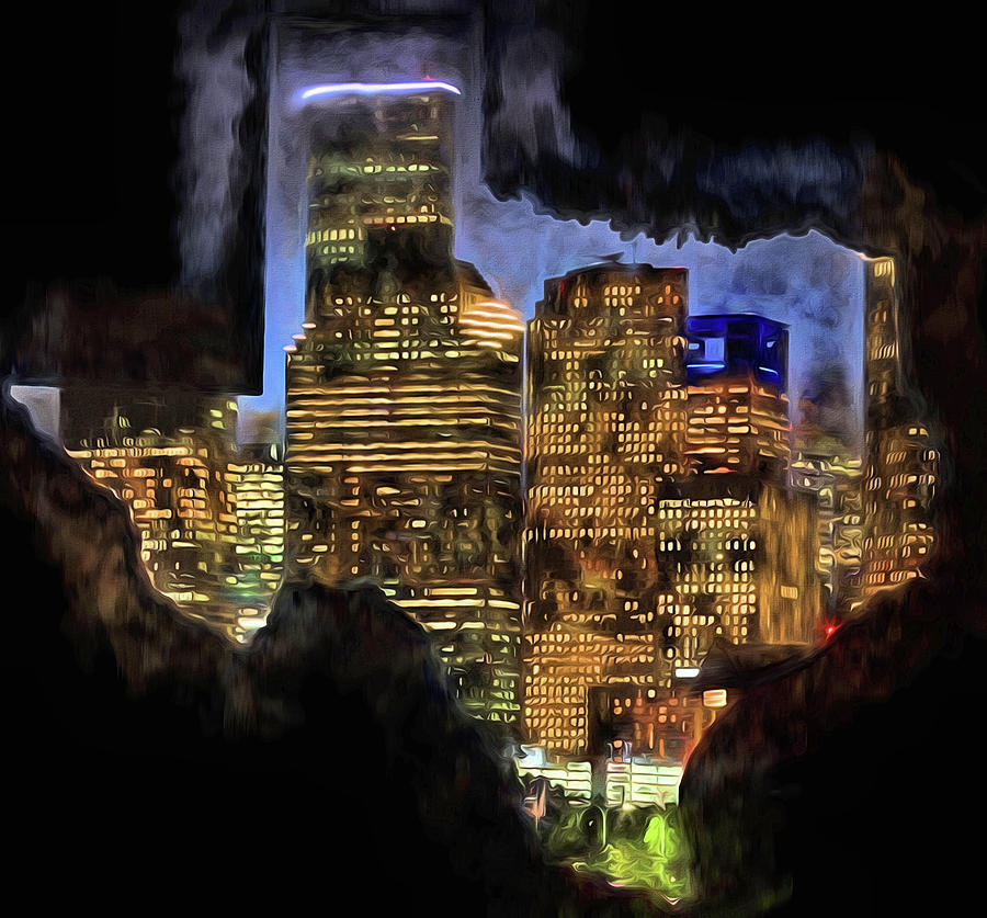 Downtown Houston Texas Shaped Digital Art by JC Findley