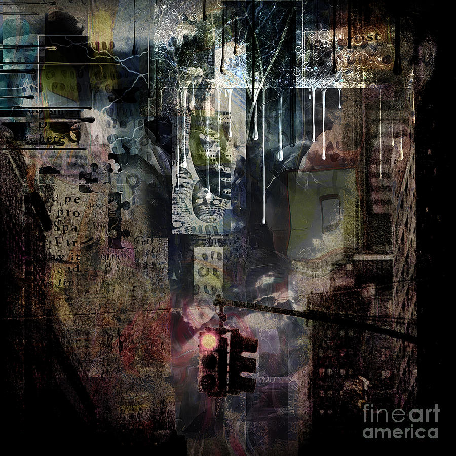 Downtown in muted colors with abstract elements Digital Art by Bruce Rolff