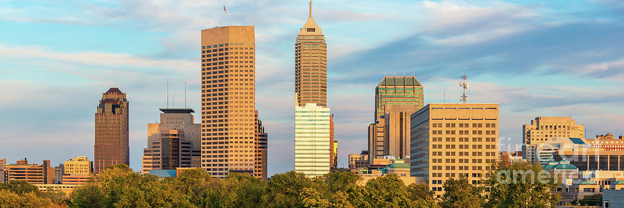 Downtown Indianapolis Indiana Skyline Panoramic Picture Photograph by Paul Velgos