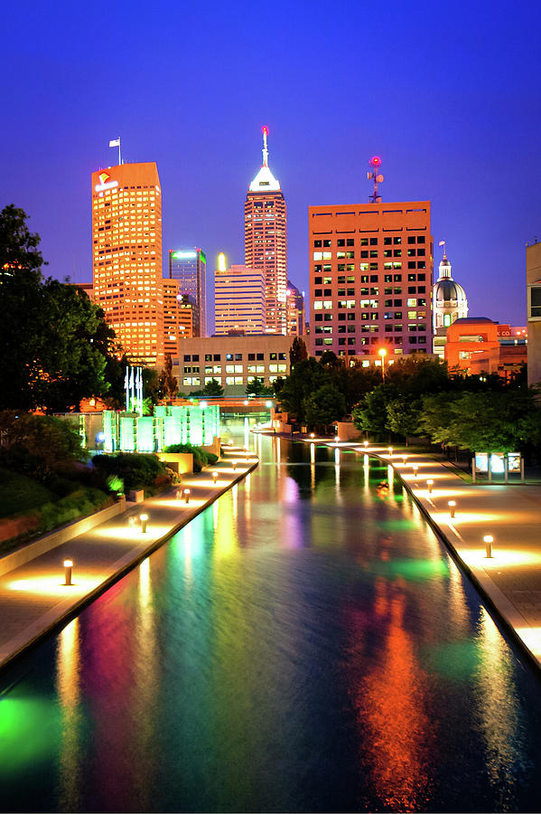 Downtown Indy Lights Photograph by Gregory Ballos - Pixels