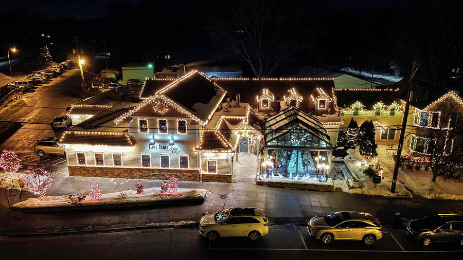 Downtown Lake Elmo Holiday Lights Lake Elmo Inn Photograph by Greg