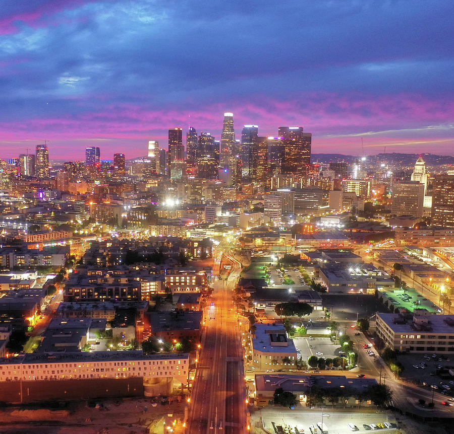 Downtown Los Angeles At The Blue Hour Photograph