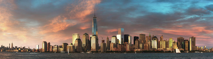 New York City Photograph - Downtown Manhattan at Sunset by Randy Lemoine