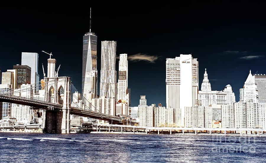 Downtown Manhattan View Infrared from Dumbo Photograph by John Rizzuto