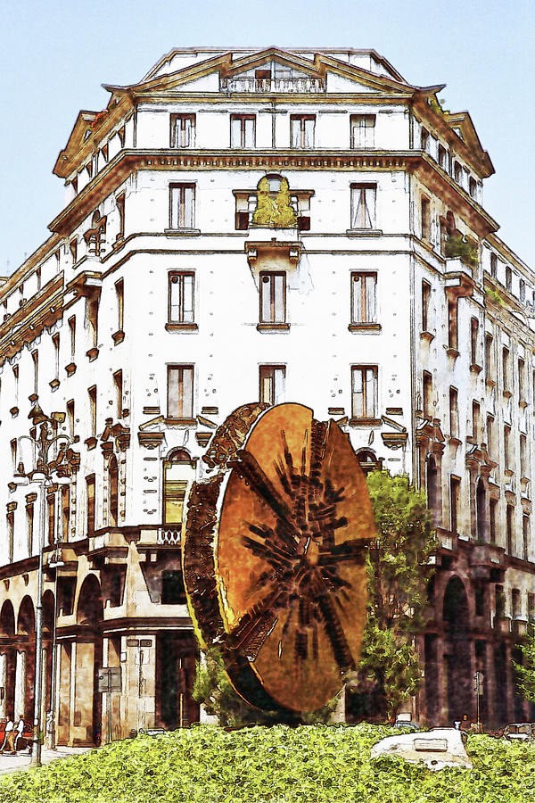 Downtown Milan Digital Art by John Vincent Palozzi