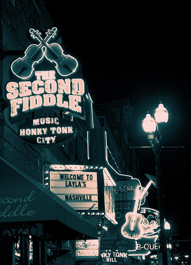 Downtown Nashville At Night Cool Tone Photograph by Dan Sproul