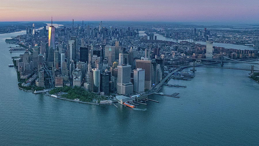 Downtown New York Manhattan Island Aerial Photograph By Ming O-matic 