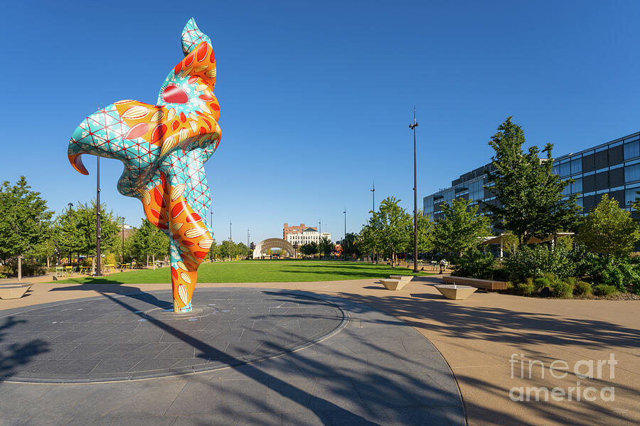 Downtown Omaha Wind Sculpture Photograph by Jennifer White