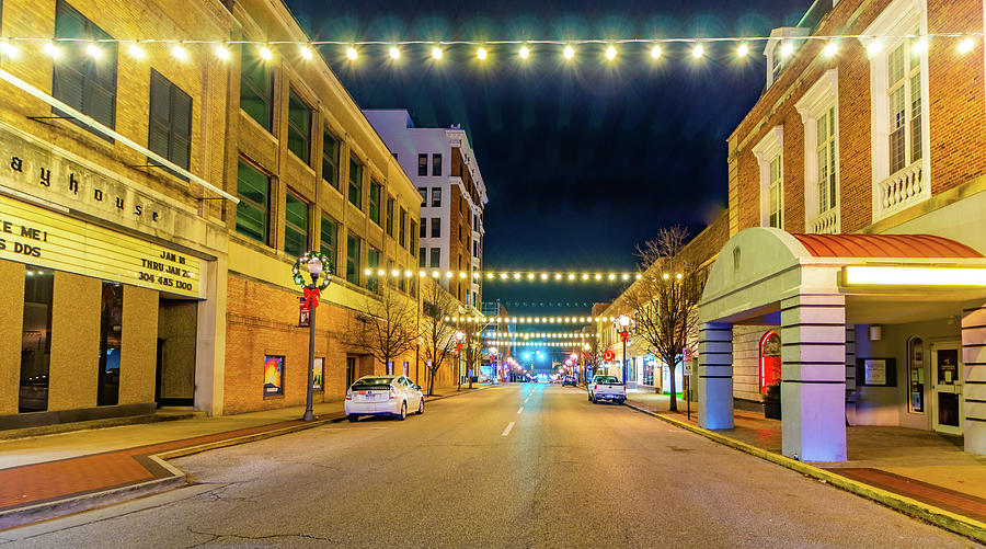 Downtown Parkersburg At Night Photograph by Jonny D