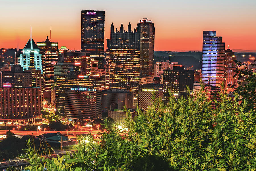 Downtown Pittsburgh City Skyline At Dawn Photograph by Gregory Ballos