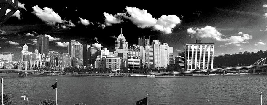 Downtown Pittsburgh from the North Side BW Photograph by C H Apperson