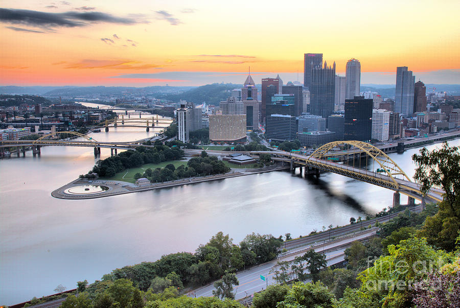 Downtown Pittsburgh Pre-Sunrise August 2022 Photograph by Adam Jewell